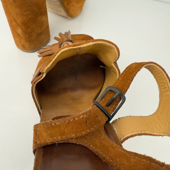 FRED DE LA BRETONNIÈRE Boho 70’s Tan Suede Tassel Platform Sandals sz 36 - Picture 14 of 15